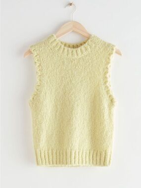 & Other Stories Alpaca Wool Fuzzy Sweater Vest XS Yellow Layers Spring